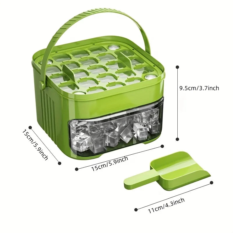 Bac à glaçons compact à double compartiment avec couvercle et bac, tiroir à glaçons coulissant avec poignée de transport, accessoires de cuisine, gadgets assez pratique.