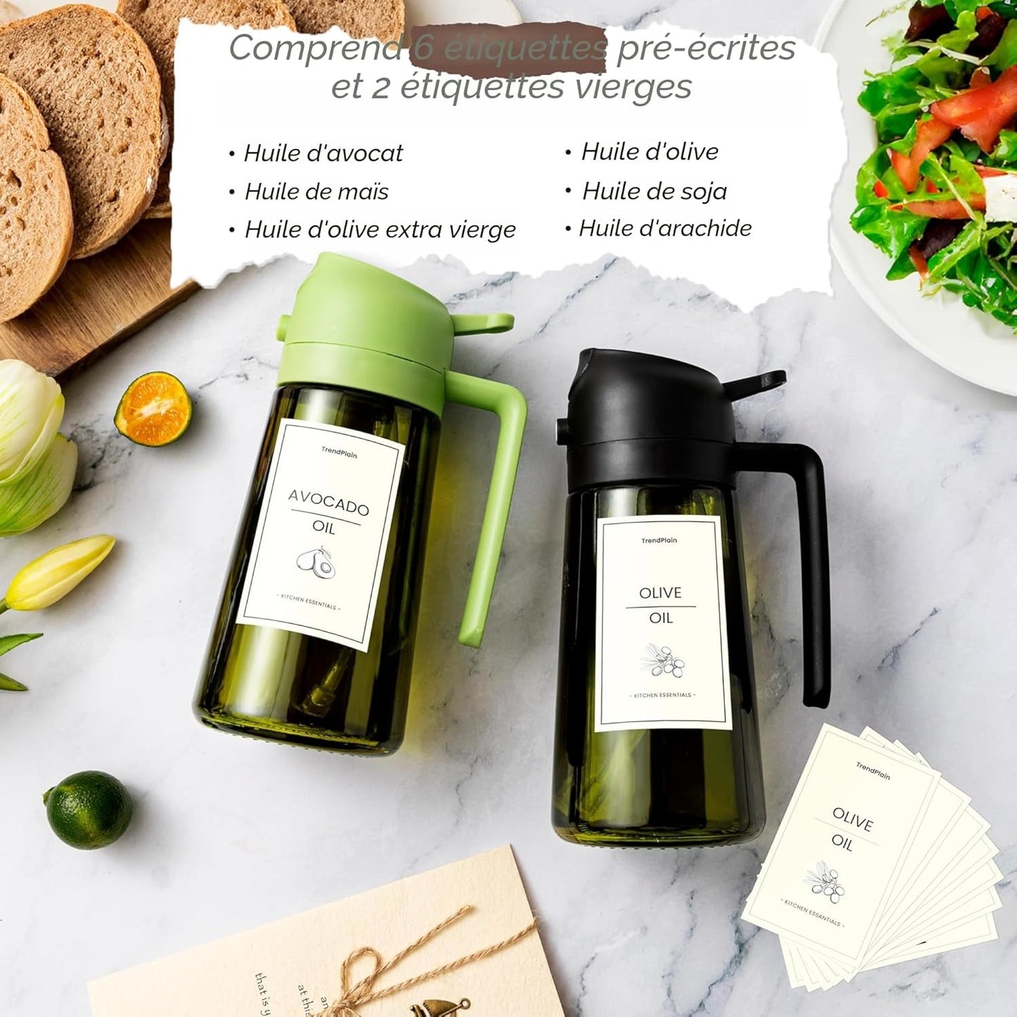 Vaporisateur d'Huile 2-en-1, Spray Cuisine Anti-Gaspi pour Cuisiner Plus Sainement