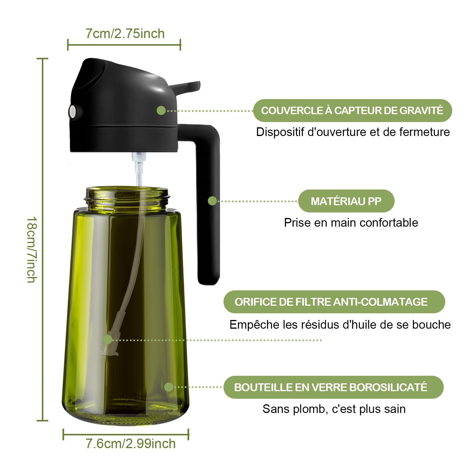 Vaporisateur d'Huile 2-en-1, Spray Cuisine Anti-Gaspi pour Cuisiner Plus Sainement