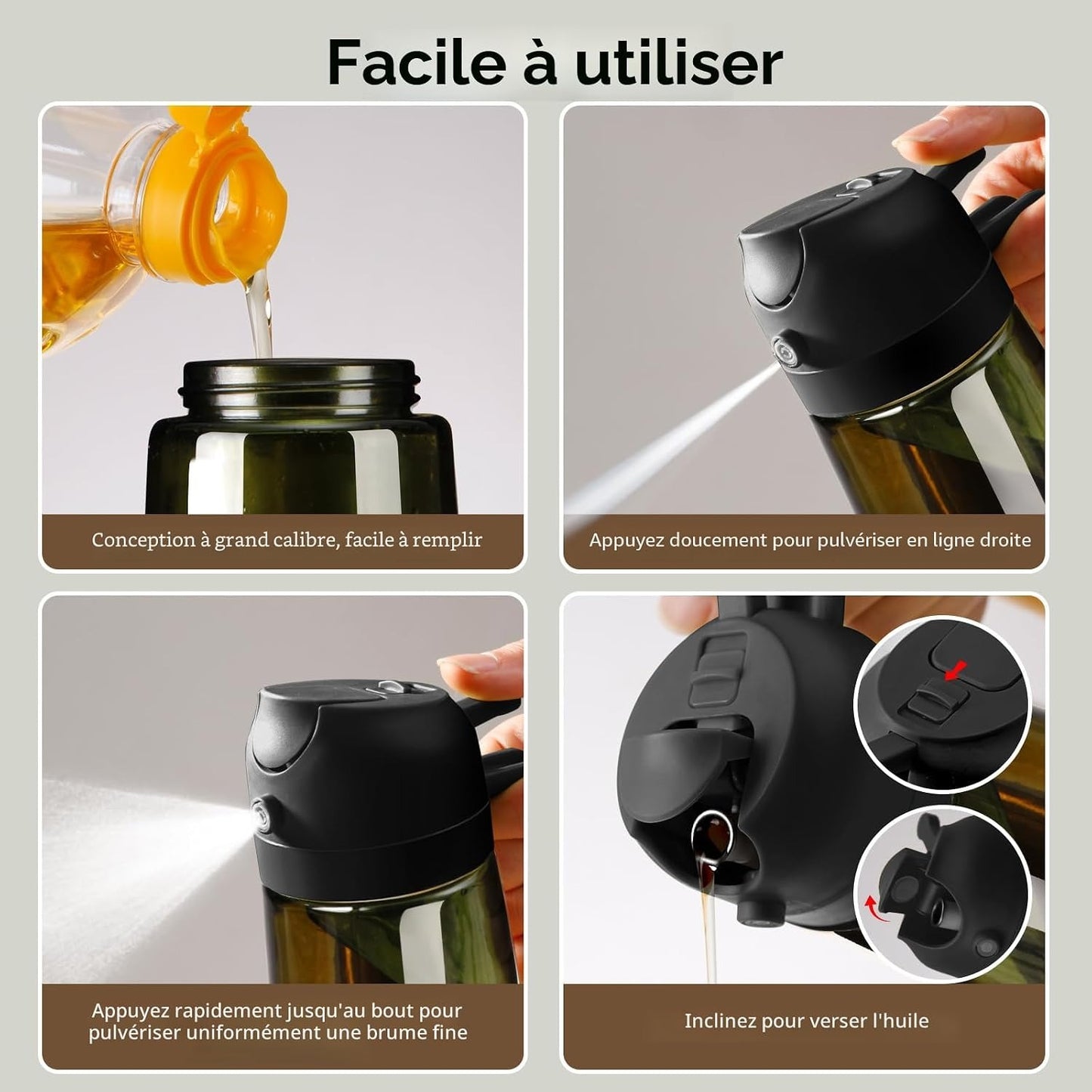 Vaporisateur d'Huile 2-en-1, Spray Cuisine Anti-Gaspi pour Cuisiner Plus Sainement